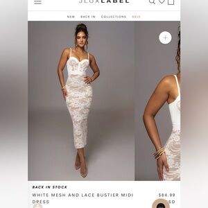 White Mesh and Lace Bustier Midi